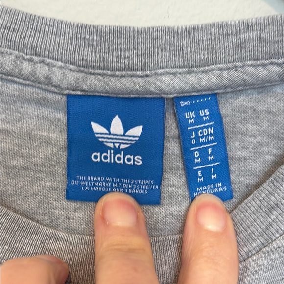 Adidas Heather Gray Tee with Black Trefoil Medium - Picture 2 of 3
